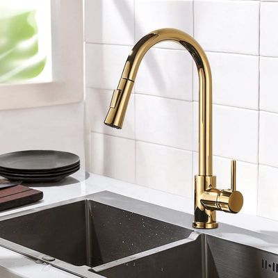Tirón de electrochapado del acero inoxidable abajo del golpecito comercial del fregadero del grifo de la cocina