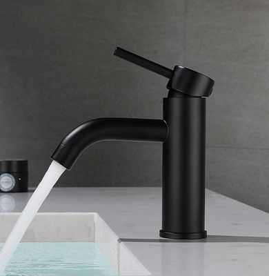 Solo grifo de acero inoxidable negro del lavabo del cuarto de baño del golpecito de mezclador de la cocina de la palanca