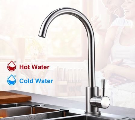 SUS304 que dibuja el golpecito de la agua caliente y fría del grifo de acero inoxidable de la cocina para la cocina