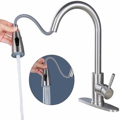 ISO9001 cepilló al OEM de acero inoxidable del grifo de la cocina saca el golpecito de agua