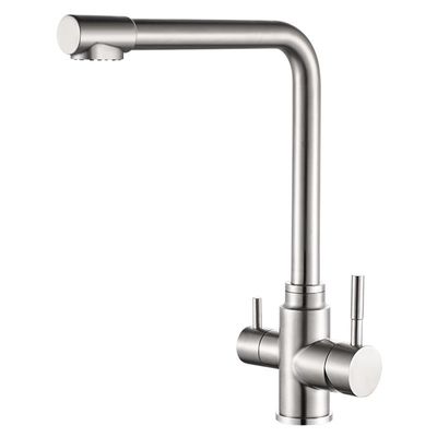 360 calientes y fríos del lavabo de acero inoxidable de 2 maneras 304 grifo giratorio del fregadero de cocina de los golpecitos