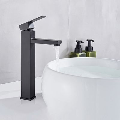 Golpecito negro sin plomo electrochapado de encargo del lavabo del cuarto de baño del cuadrado del grifo del lavado del plato